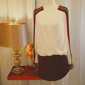 White Striped Hi Lo Blouse